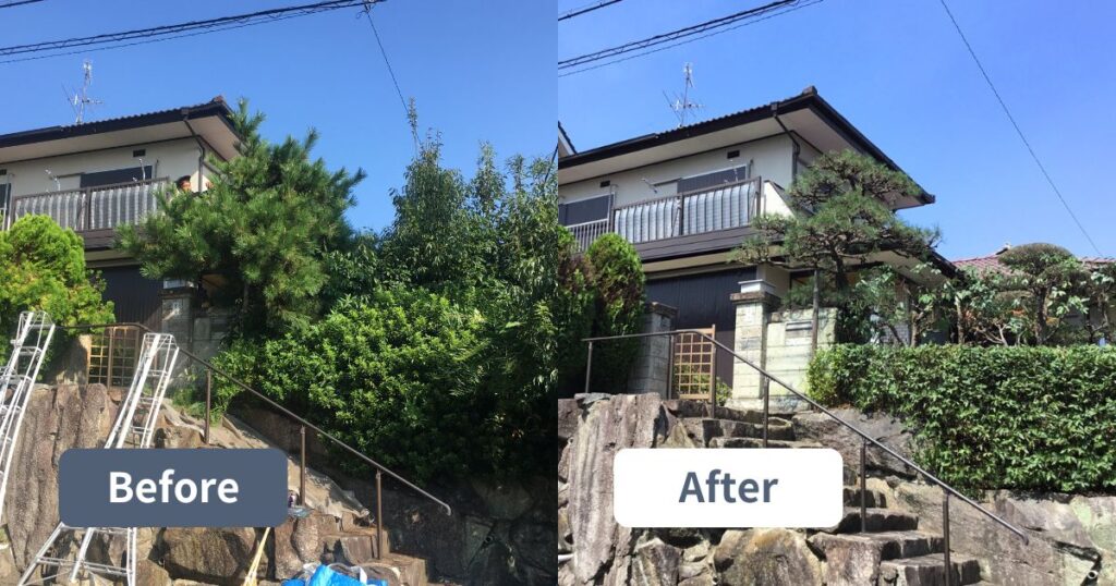 ご実家の空き家の庭の剪定・伐採・草刈り・消毒作業｜堺市南区