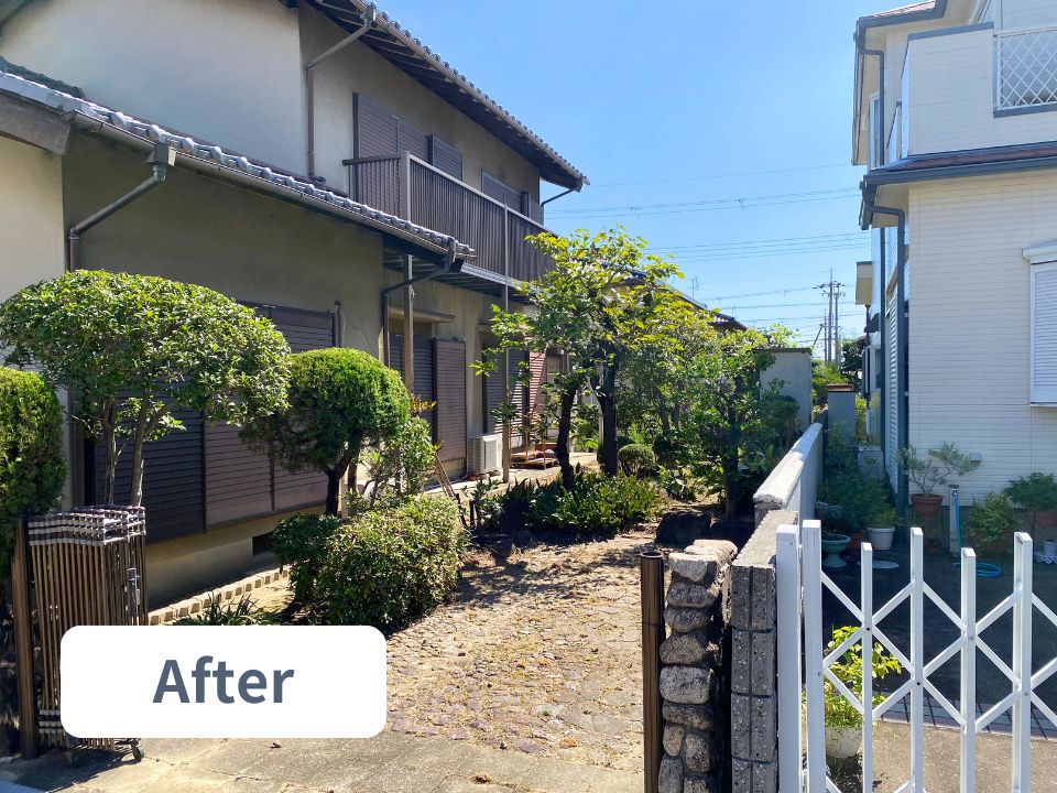 藤井寺市の空き家の庭のお手入れ作業後の写真