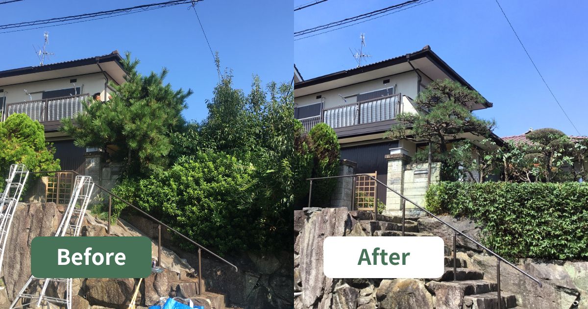 ご実家の空き家の庭の剪定・伐採・草刈り・消毒作業｜堺市南区