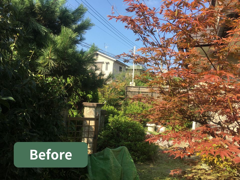 堺市南区の空き家のお庭のお手入れ作業前の写真