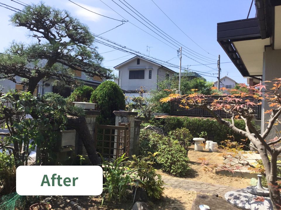 堺市南区の空き家のお庭のお手入れ作業後の写真