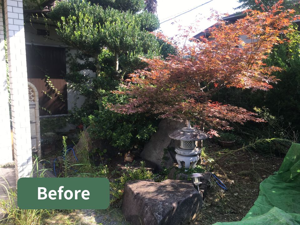 堺市南区の空き家のお庭のお手入れ作業前の写真