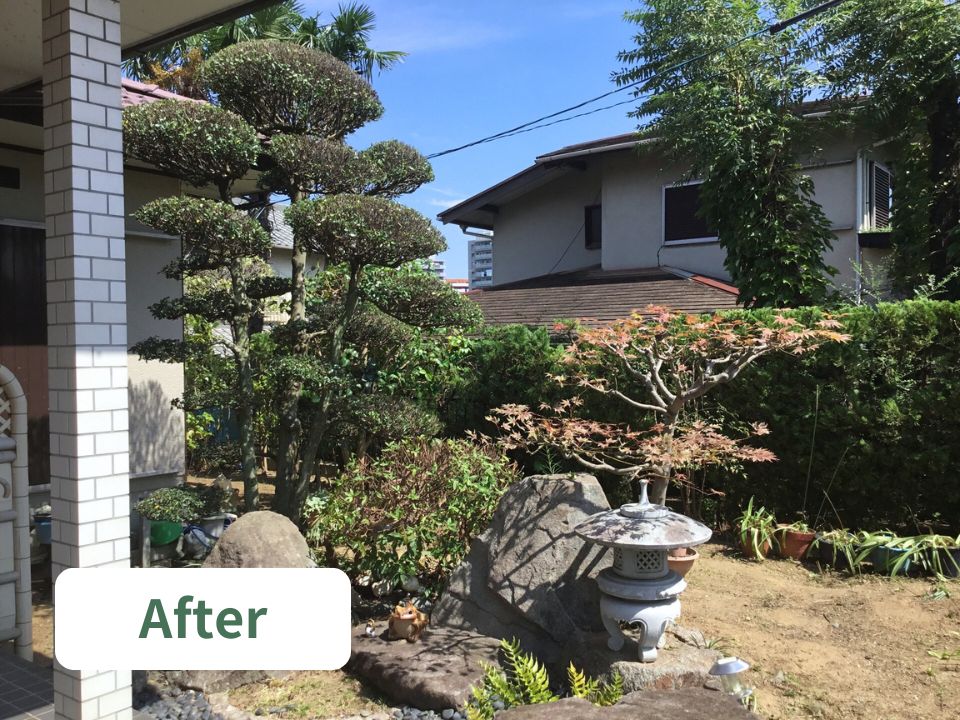 堺市南区の空き家のお庭のお手入れ作業後の写真
