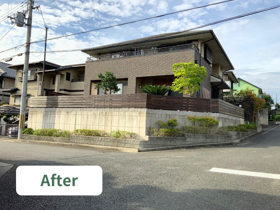 堺市の個人宅の庭木伐採作業後の写真
