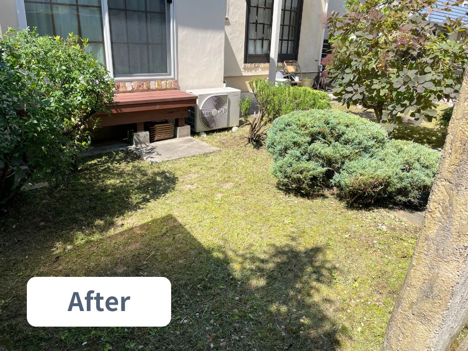 奈良県奈良市の個人宅の草刈り作業後の写真