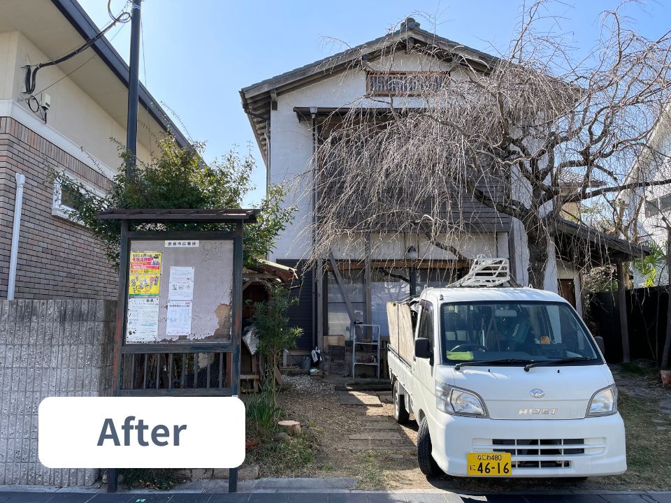 奈良市の個人宅の庭木伐採作業後の写真