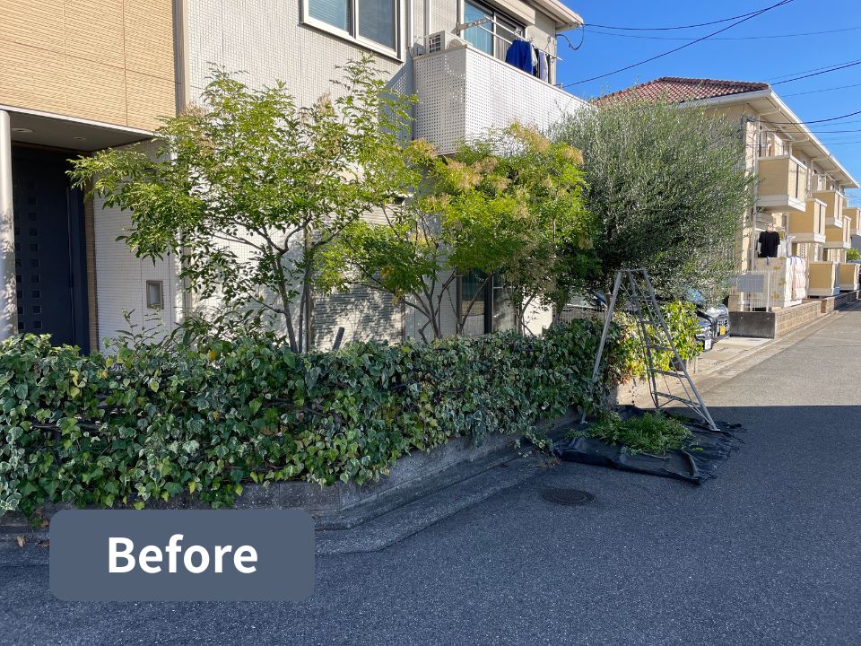 堺市の個人宅の庭木剪定作業前の写真