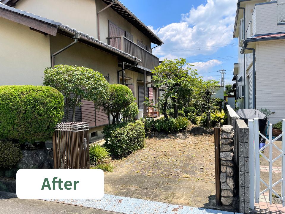 藤井寺市の空き家の庭のお手入れ作業後の写真
