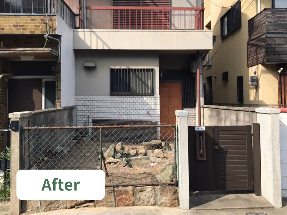 堺市の空き家の庭の伐採作業後の写真
